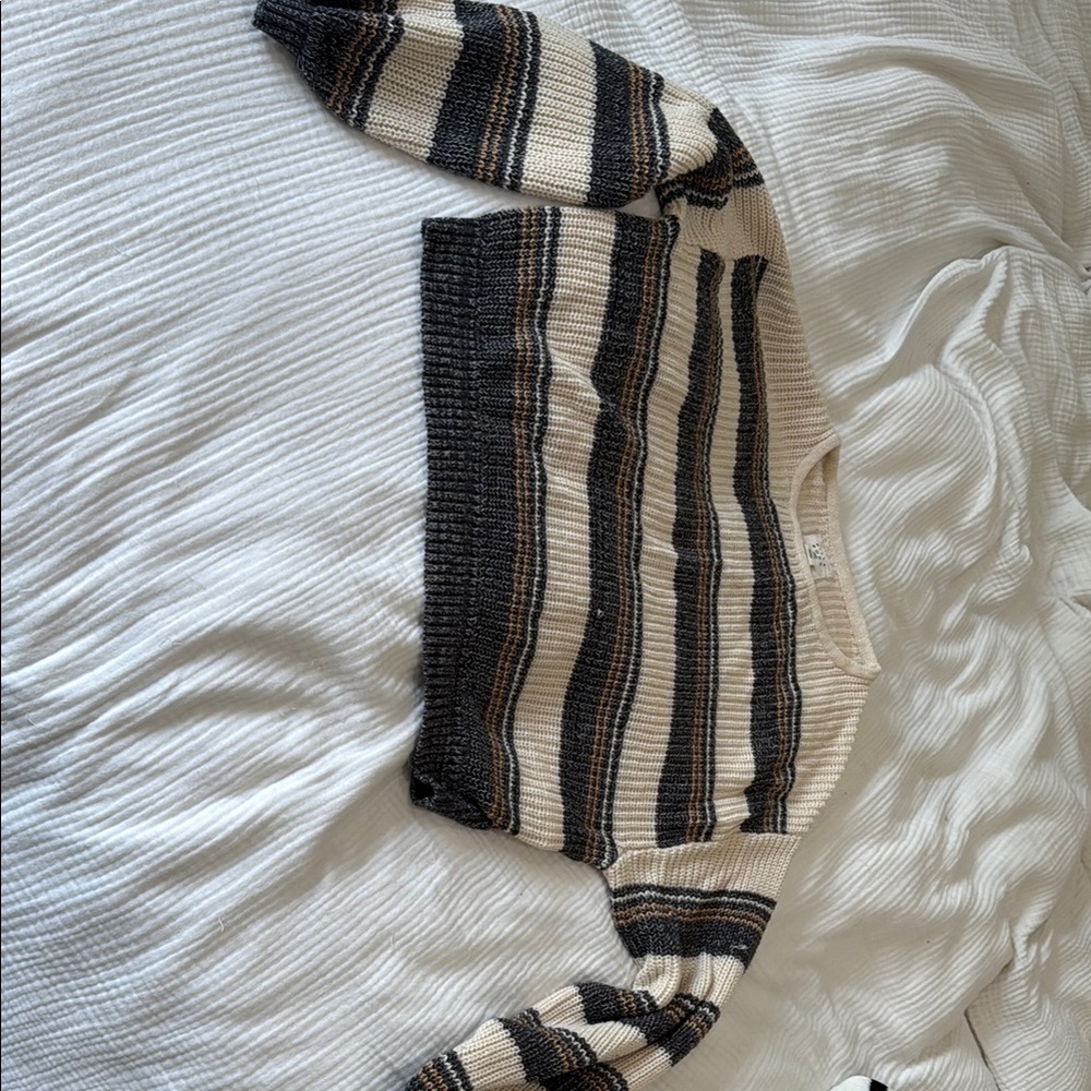 Billabong Striped Crew Neck Sweater - Black, Cream, Brown